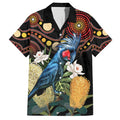 Australia Palm Cockatoo Family Matching Puletasi and Hawaiian Shirt Aussie Banksia - Aboriginal Pattern