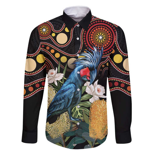 Australia Palm Cockatoo Family Matching Summer Maxi Dress and Hawaiian Shirt Aussie Banksia - Aboriginal Pattern
