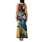 Australia Palm Cockatoo Family Matching Tank Maxi Dress and Hawaiian Shirt Aussie Banksia - Aboriginal Pattern