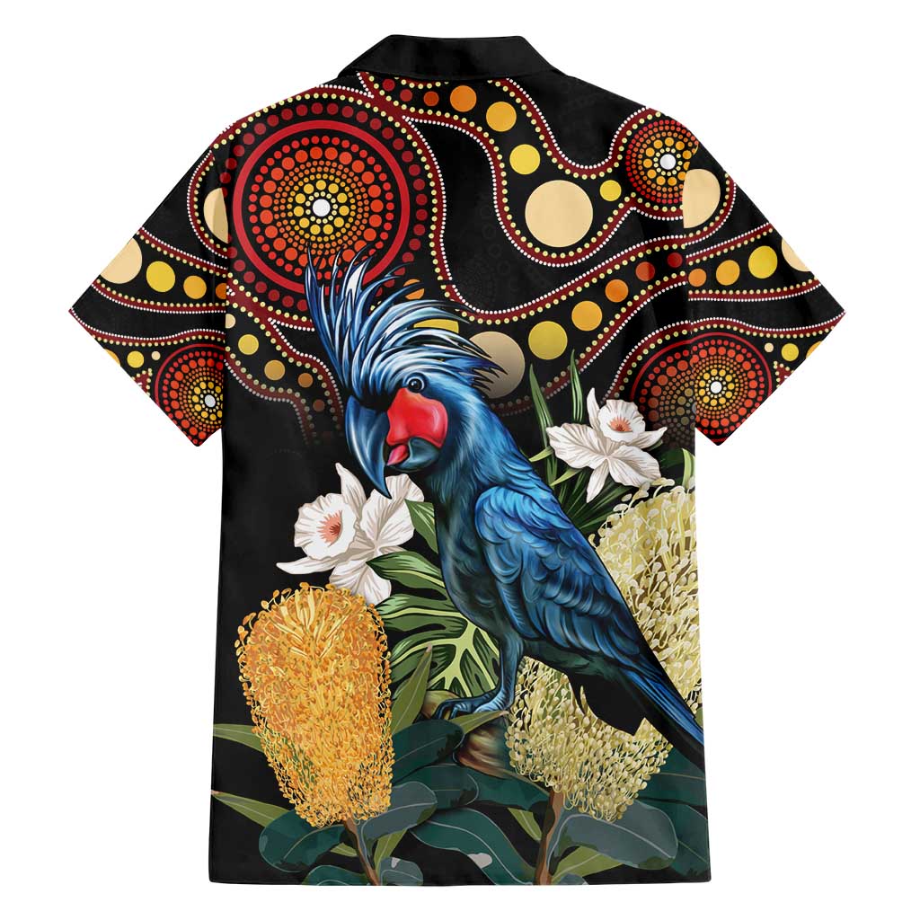 Australia Palm Cockatoo Hawaiian Shirt Aussie Banksia - Aboriginal Pattern