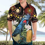 Australia Palm Cockatoo Hawaiian Shirt Aussie Banksia - Aboriginal Pattern