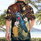Australia Palm Cockatoo Hawaiian Shirt Aussie Banksia - Aboriginal Pattern
