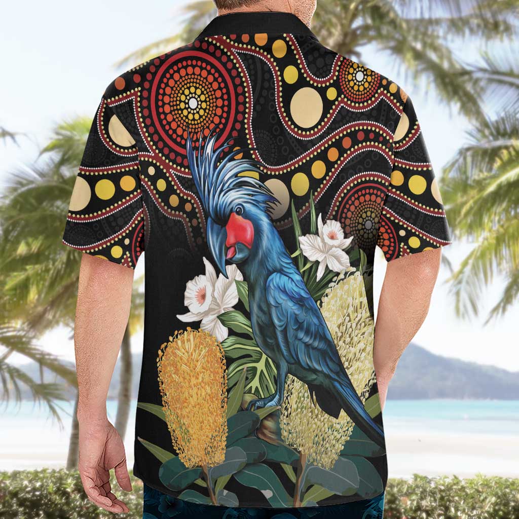Australia Palm Cockatoo Hawaiian Shirt Aussie Banksia - Aboriginal Pattern
