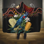 Australia Palm Cockatoo Hooded Blanket Aussie Banksia - Aboriginal Pattern