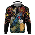 Australia Palm Cockatoo Hoodie Aussie Banksia - Aboriginal Pattern