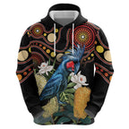 Australia Palm Cockatoo Hoodie Aussie Banksia - Aboriginal Pattern
