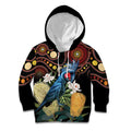 Australia Palm Cockatoo Kid Hoodie Aussie Banksia - Aboriginal Pattern
