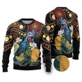 Australia Palm Cockatoo Ugly Christmas Sweater Aussie Banksia - Aboriginal Pattern