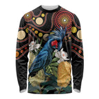 Australia Palm Cockatoo Long Sleeve Shirt Aussie Banksia - Aboriginal Pattern