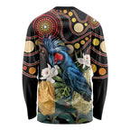 Australia Palm Cockatoo Long Sleeve Shirt Aussie Banksia - Aboriginal Pattern