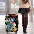 Australia Palm Cockatoo Luggage Cover Aussie Banksia - Aboriginal Pattern