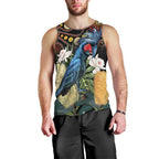 Australia Palm Cockatoo Men Tank Top Aussie Banksia - Aboriginal Pattern