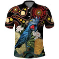 Australia Palm Cockatoo Polo Shirt Aussie Banksia - Aboriginal Pattern