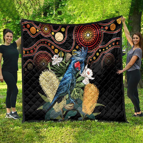 Australia Palm Cockatoo Quilt Aussie Banksia - Aboriginal Pattern