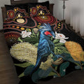 Australia Palm Cockatoo Quilt Bed Set Aussie Banksia - Aboriginal Pattern