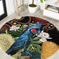 Australia Palm Cockatoo Round Carpet Aussie Banksia - Aboriginal Pattern
