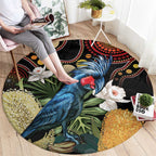 Australia Palm Cockatoo Round Carpet Aussie Banksia - Aboriginal Pattern