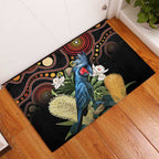 Australia Palm Cockatoo Rubber Doormat Aussie Banksia - Aboriginal Pattern