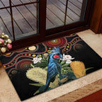 Australia Palm Cockatoo Rubber Doormat Aussie Banksia - Aboriginal Pattern