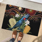 Australia Palm Cockatoo Rubber Doormat Aussie Banksia - Aboriginal Pattern