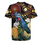Australia Palm Cockatoo Rugby Jersey Aussie Banksia - Aboriginal Pattern