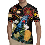 Australia Palm Cockatoo Rugby Jersey Aussie Banksia - Aboriginal Pattern