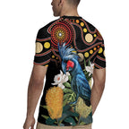 Australia Palm Cockatoo Rugby Jersey Aussie Banksia - Aboriginal Pattern