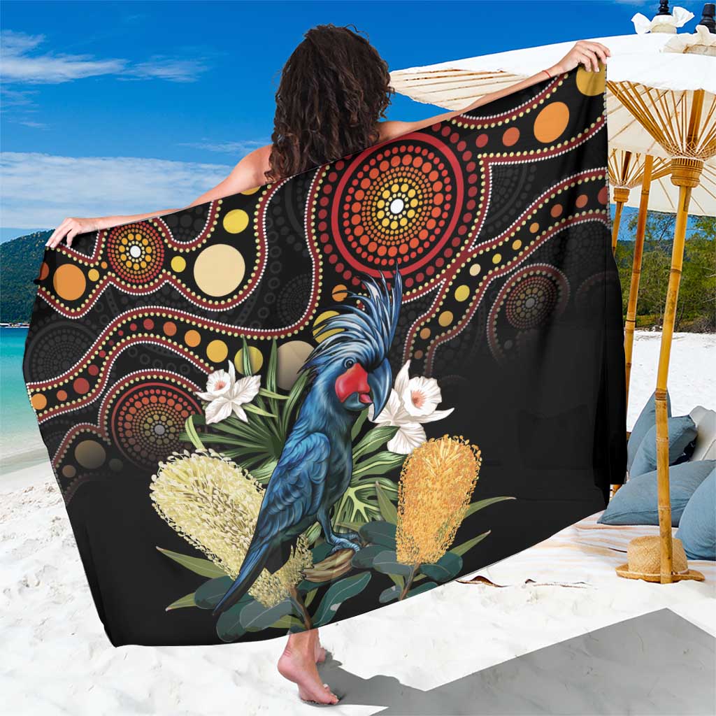 Australia Palm Cockatoo Sarong Aussie Banksia - Aboriginal Pattern