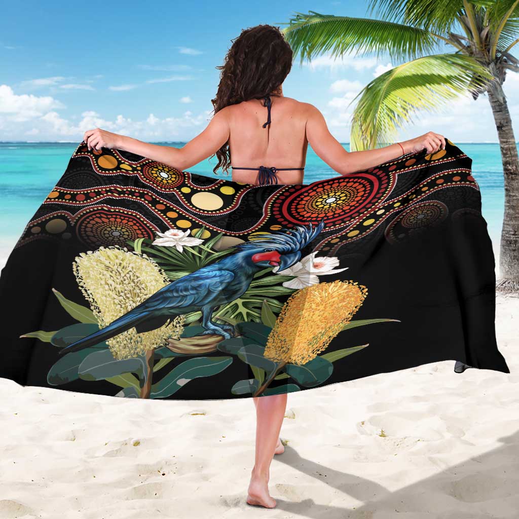 Australia Palm Cockatoo Sarong Aussie Banksia - Aboriginal Pattern
