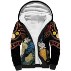 Australia Palm Cockatoo Sherpa Hoodie Aussie Banksia - Aboriginal Pattern