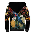 Australia Palm Cockatoo Sherpa Hoodie Aussie Banksia - Aboriginal Pattern