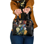 Australia Palm Cockatoo Shoulder Handbag Aussie Banksia - Aboriginal Pattern