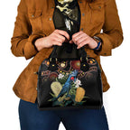 Australia Palm Cockatoo Shoulder Handbag Aussie Banksia - Aboriginal Pattern