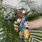 Australia Palm Cockatoo Skinny Tumbler Aussie Banksia - Aboriginal Pattern