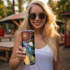 Australia Palm Cockatoo Skinny Tumbler Aussie Banksia - Aboriginal Pattern