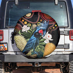 Australia Palm Cockatoo Spare Tire Cover Aussie Banksia - Aboriginal Pattern