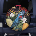 Australia Palm Cockatoo Spare Tire Cover Aussie Banksia - Aboriginal Pattern