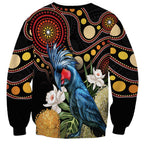 Australia Palm Cockatoo Sweatshirt Aussie Banksia - Aboriginal Pattern