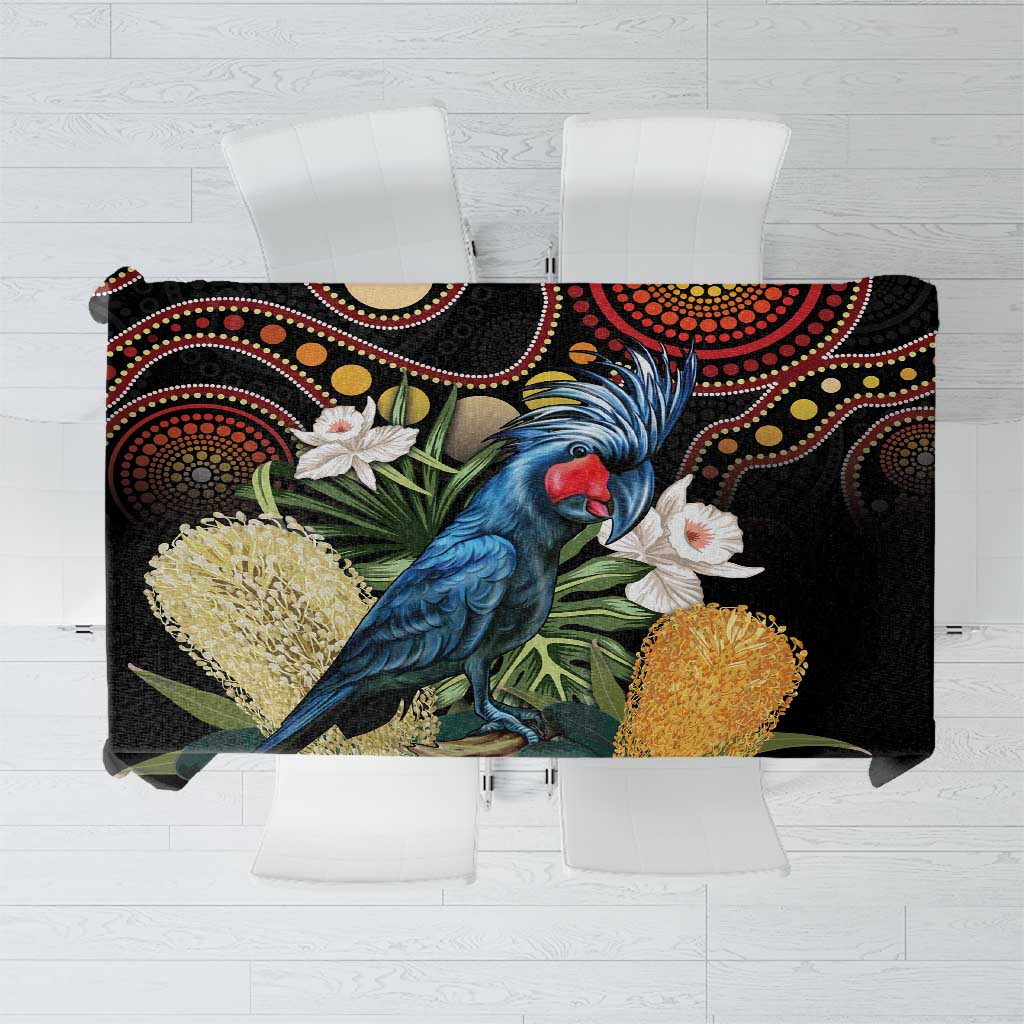 Australia Palm Cockatoo Tablecloth Aussie Banksia - Aboriginal Pattern