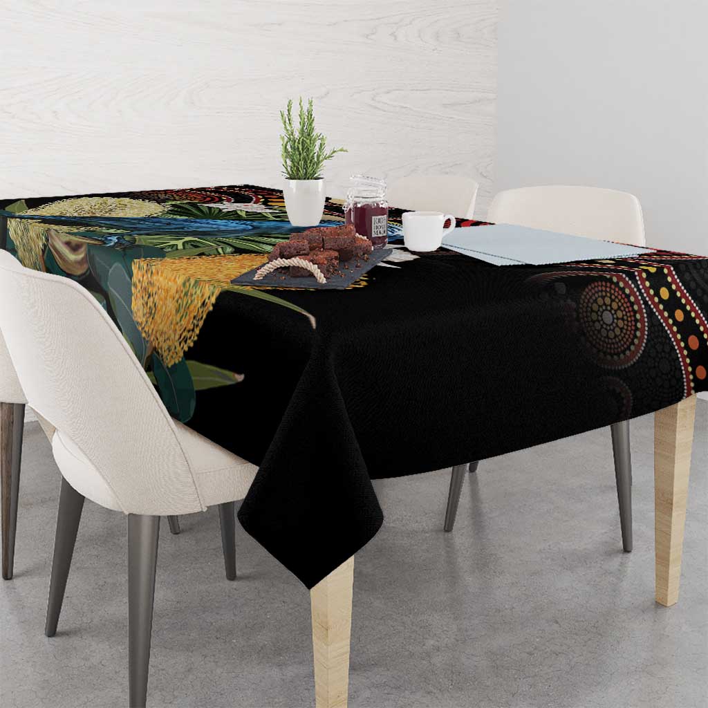 Australia Palm Cockatoo Tablecloth Aussie Banksia - Aboriginal Pattern
