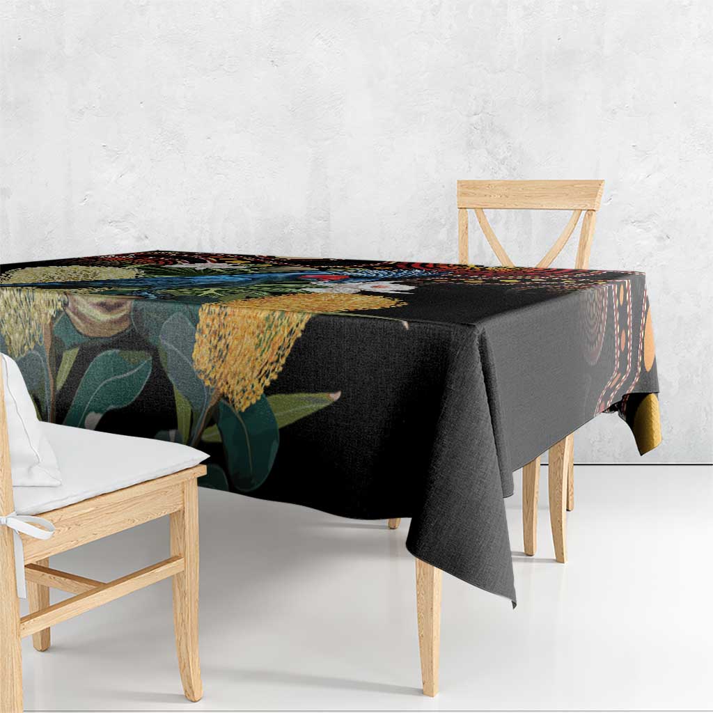 Australia Palm Cockatoo Tablecloth Aussie Banksia - Aboriginal Pattern