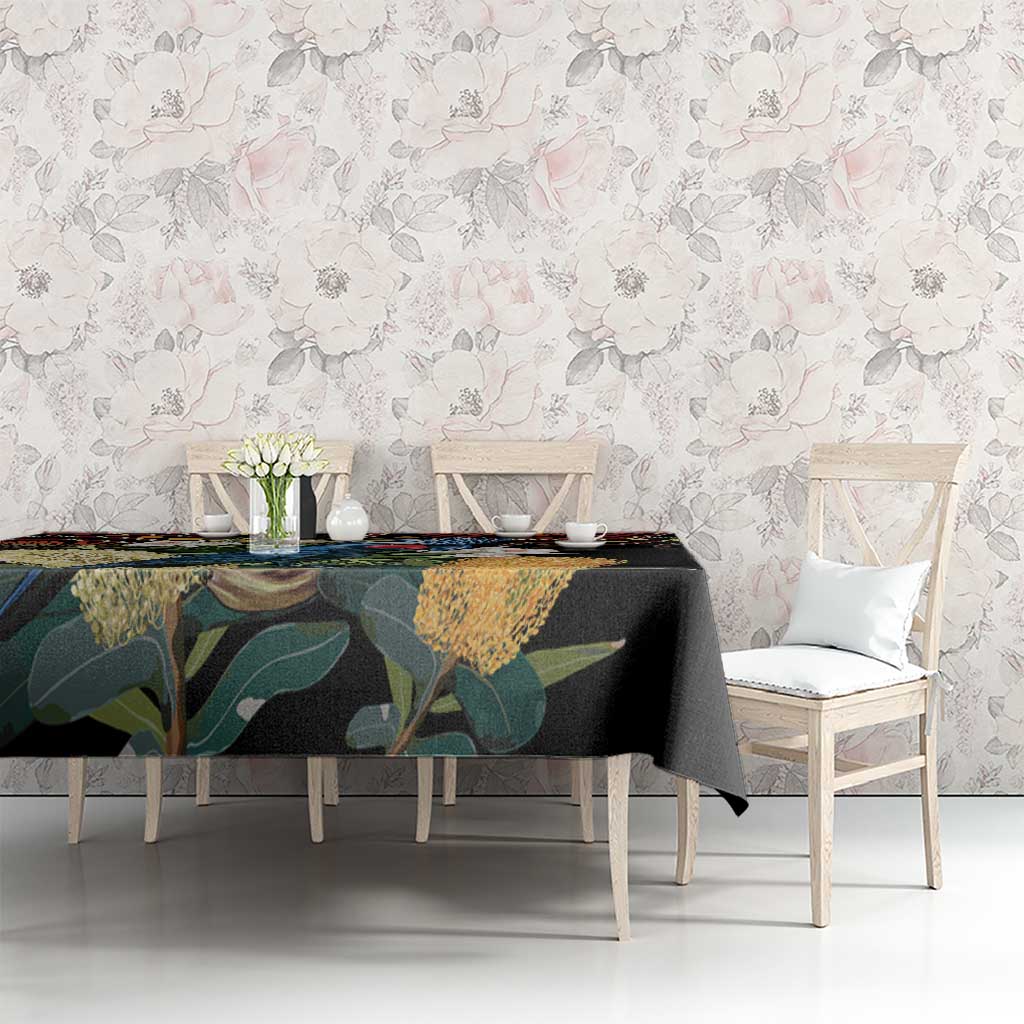 Australia Palm Cockatoo Tablecloth Aussie Banksia - Aboriginal Pattern