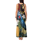 Australia Palm Cockatoo Tank Maxi Dress Aussie Banksia - Aboriginal Pattern