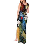 Australia Palm Cockatoo Tank Maxi Dress Aussie Banksia - Aboriginal Pattern
