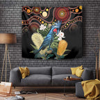 Australia Palm Cockatoo Tapestry Aussie Banksia - Aboriginal Pattern