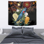 Australia Palm Cockatoo Tapestry Aussie Banksia - Aboriginal Pattern