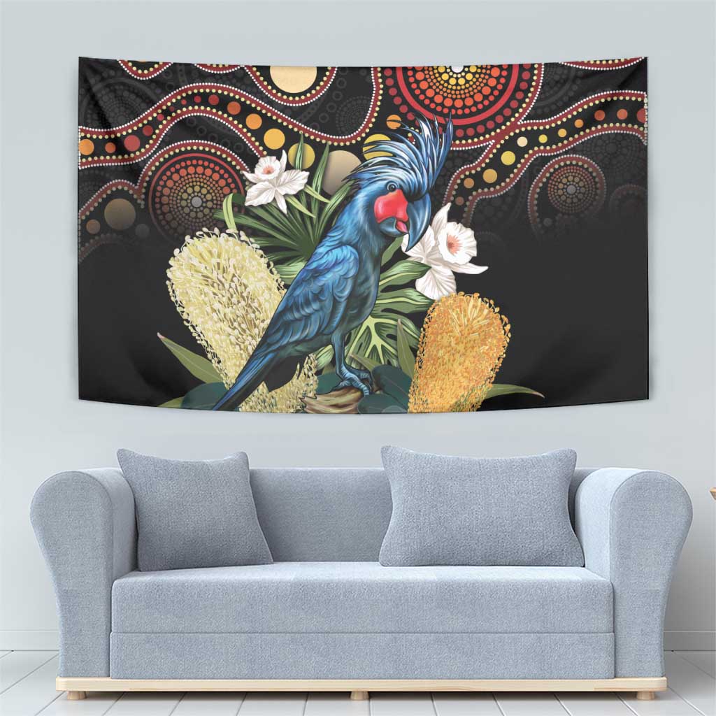 Australia Palm Cockatoo Tapestry Aussie Banksia - Aboriginal Pattern