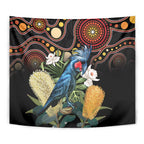 Australia Palm Cockatoo Tapestry Aussie Banksia - Aboriginal Pattern