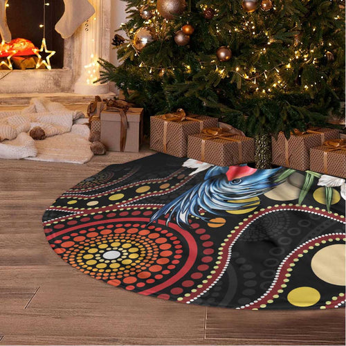 Australia Palm Cockatoo Tree Skirt Aussie Banksia - Aboriginal Pattern