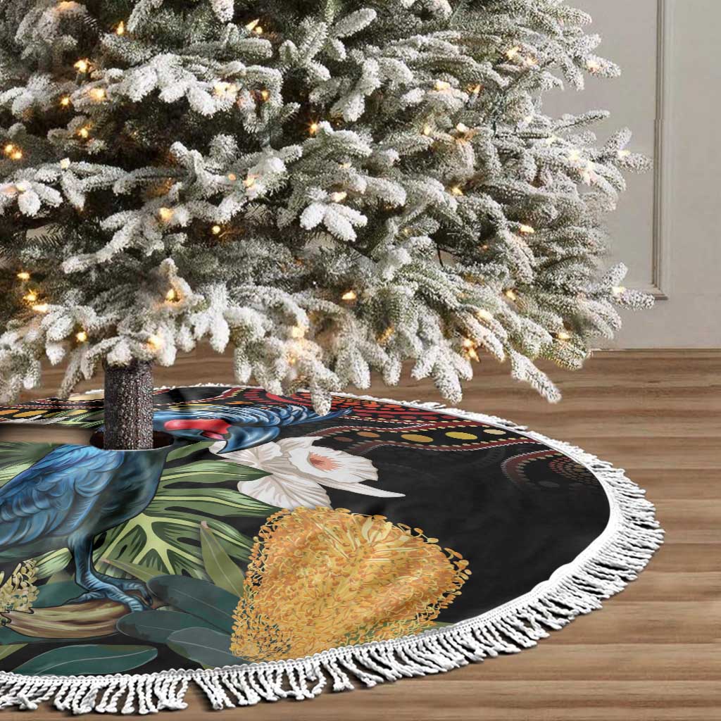 Australia Palm Cockatoo Tree Skirt Aussie Banksia - Aboriginal Pattern